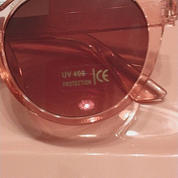 Boho Fairygoth Pink Clear Translucent Sunglasses Pink Lucite Frames Round Frams - Picture 3 of 6